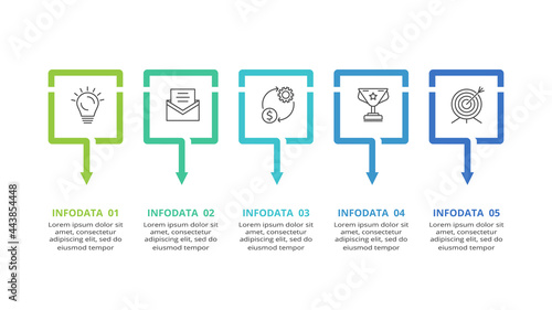 Creative concept for infographic with 5 steps, options, parts or processes. Business data visualization.