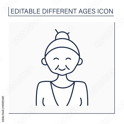 Late adulthood line icon. Time of life. Skilled and strong woman. Different ages concept. Isolated vector illustration. Editable stroke