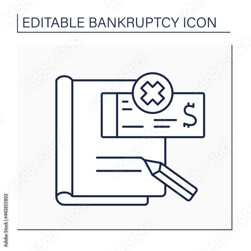 Petition line icon. Formal letter to court asking person or company to be declared bankrupt. Official document. Bankruptcy concept. Isolated vector illustration. Editable stroke