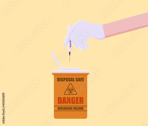 The doctor is dumping the chemicals into a safe container.
Illustration about disposable container.