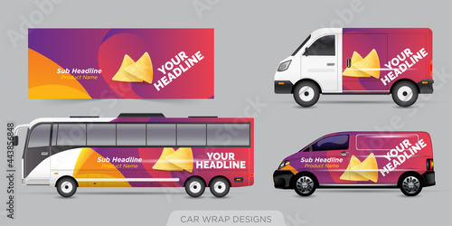 Transport advertisement design, car graphic design concept. Graphic abstract grunge stripe designs for wrapping vehicles, cargo vans, pickup trucks, and racing livery.