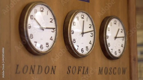 Business Concept - Time Zone Clocks photo