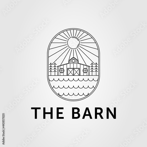 wooden barn or farmhouse on lakeside logo vector illustration design