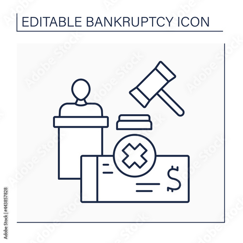 Administrator line icon. Person file and maintain all documents. Government employee monitor transactions between creditor and debtor.Bankruptcy concept. Isolated vector illustration. Editable stroke