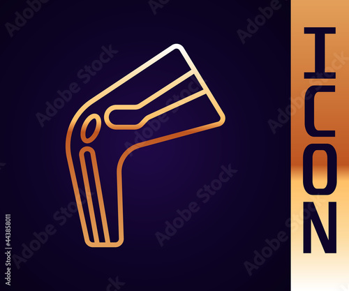 Gold line Bone pain icon isolated on black background. Orthopedic medical. Disease of the joints and bones, arthritis. Vector