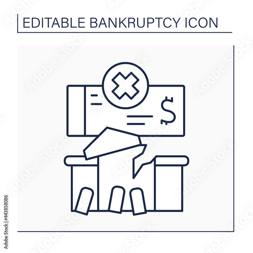 Management line icon. Salvage financial wreckage by optimizing capital and cash flow. Economy collapsed. Bankruptcy concept. Isolated vector illustration. Editable stroke