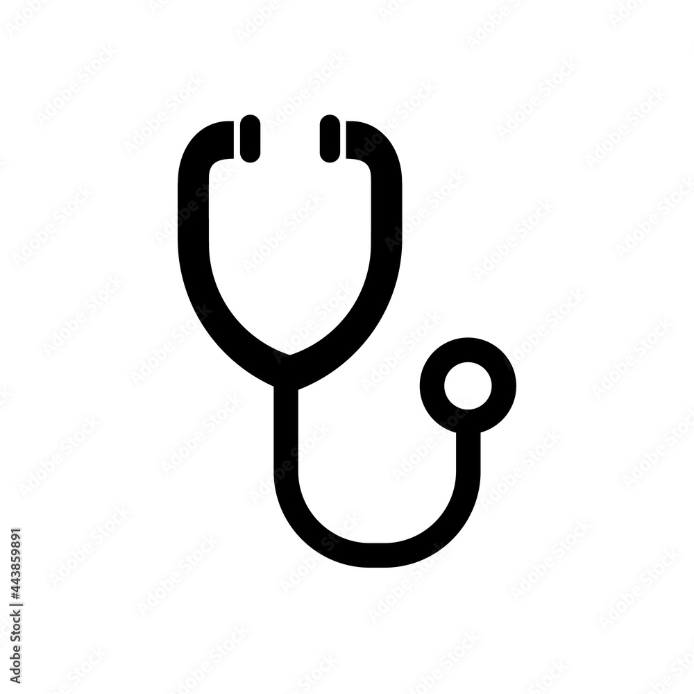 Stethoscope or steth single black flat icon. Vector isolated on white. Stethoscope or steth single black flat icon. Vector isolated on white.