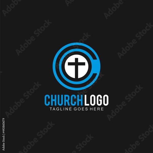 Fényképezés Cross logo for church design template or icon cross for christian community
