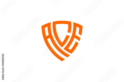 ACE creative letter shield logo design vector icon illustration