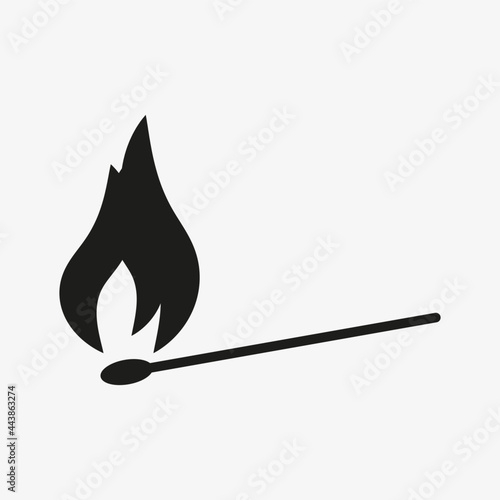 Match and flame vector icon. Fire symbol.