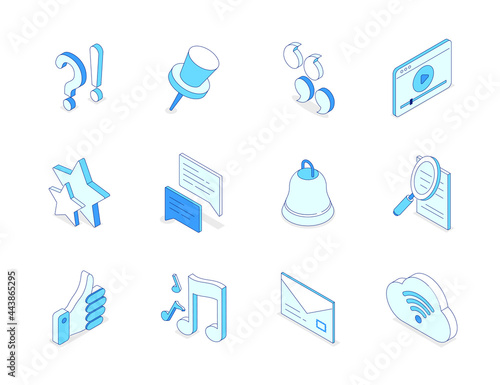 Social media symbols - modern isometric icons set