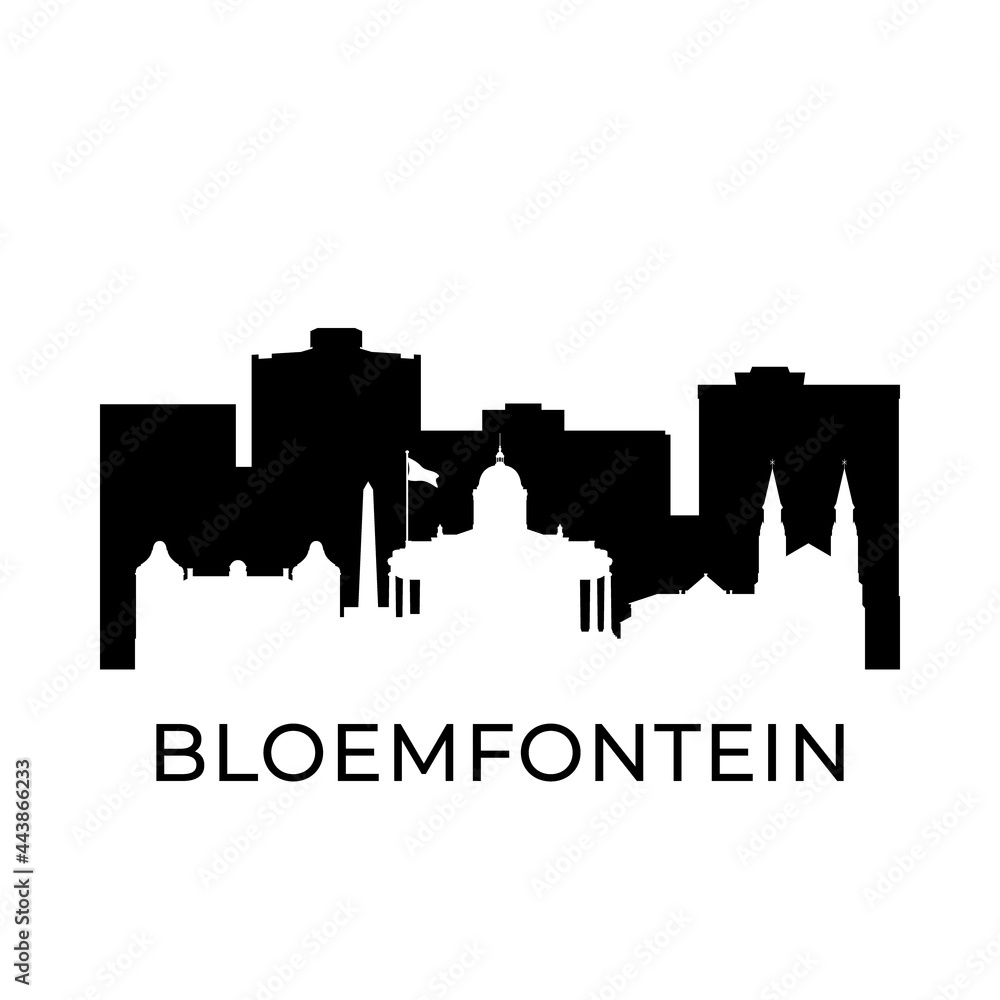 Bloemfontein, South Africa city skyline. Negative space city silhouette. Vector illustration.