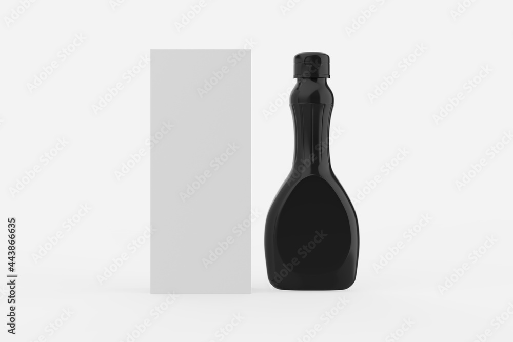 Glossy Plastic Syrup Bottle Mockup isolated on white background. 3d illustration Glossy Plastic Syrup Bottle Mockup isolated on white background. 3d illustration