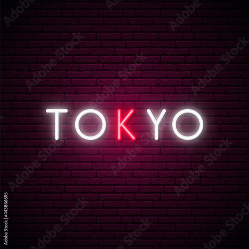 Photography Tokyo inscription in neon style