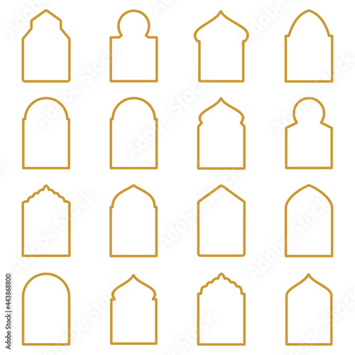 islamic window icon set vector sign symbol