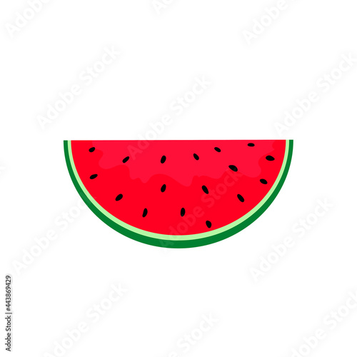 Colorful cartoon watermelon. Watermelon fruit slice with seeds. Flat style design. 