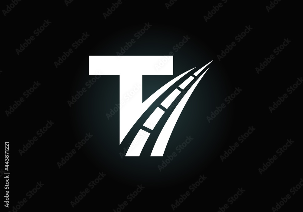Letter T with road logo sing. The creative design concept for highway maintenance and construction. Transportation and traffic theme. Letter T with road logo sing. The creative design concept for highway maintenance and construction. Transportation and traffic theme.