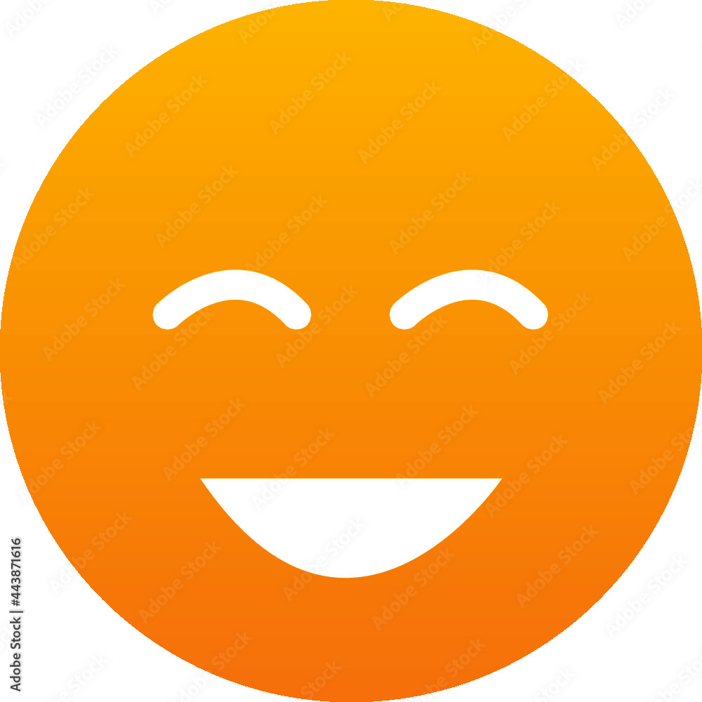 Icon, symbol or emoticon showing a happy smiling face, smily in orange,. Vector illustration Icon, symbol or emoticon showing a happy smiling face, smily in orange,. Vector illustration