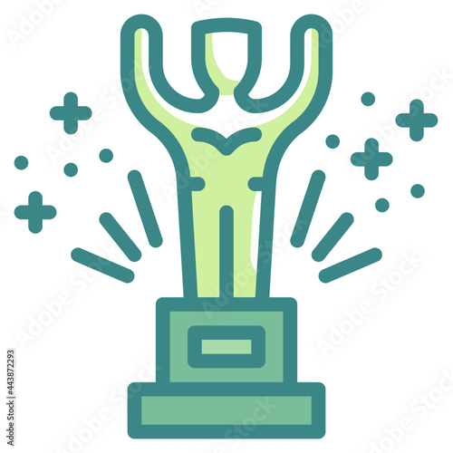 statuette trophy blue line icon