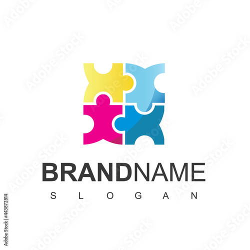 Puzzle Logo, Team Work Symbol