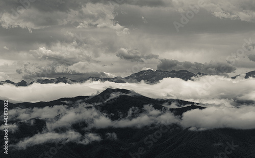 Clouds over the Pyrenees mountains