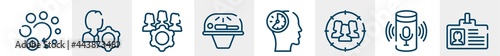 general line icons such as loading, user behavior, project team, solarium, patience, user data outline vector sign. symbol, logo illustration. linear style icons set. pixel perfect vector graphics.