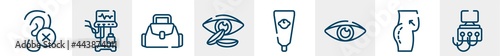 medical and health line icons such as impai, ventilator, baby bag, contact lens, baby cream, dialysis outline vector sign. symbol, logo illustration. linear style icons set. pixel perfect vector