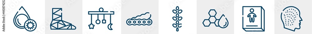 allergies line icons such as platelet, cast, crib mobile, soy, lupin, allergy outline vector sign. symbol, logo illustration. linear style icons set. pixel perfect vector graphics. allergies line icons such as platelet, cast, crib mobile, soy, lupin, allergy outline vector sign. symbol, logo illustration. linear style icons set. pixel perfect vector graphics.