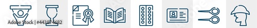 literature line icons such as fans, sports and competition, grade, yearbook, blister, sherlock holmes outline vector sign. symbol, logo illustration. linear style icons set. pixel perfect vector