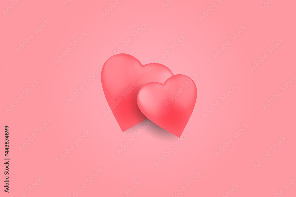 Realistis love symbol elements on pink background. Eps10 vector illustration