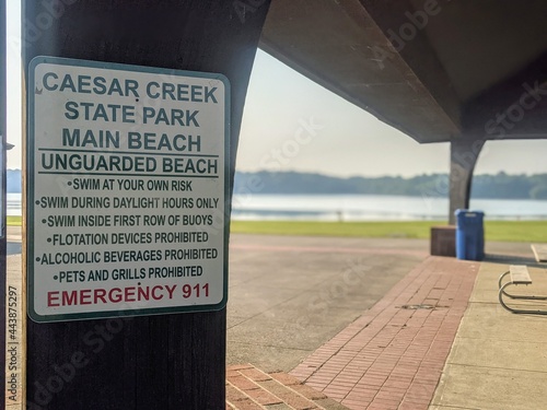 unguarded beach sign