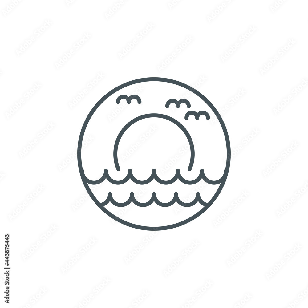Sun and Sea logo illustration logo template. Line style logo template. Sun and Sea logo illustration logo template. Line style logo template.