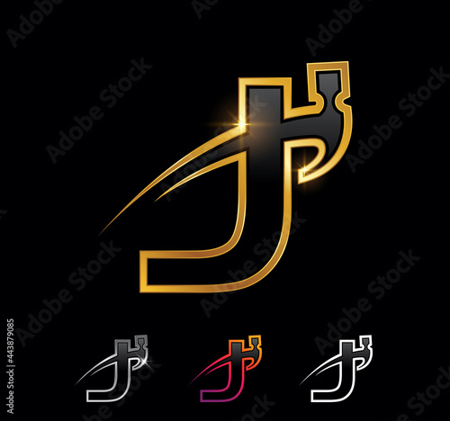 Golden Monogram Hammer Letter J photo