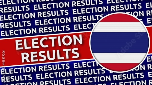 Thailand Circular Flag with Election Results Titles - 3D Illustration 4K Resolution