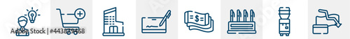 economy line icons such as opinion, add to cart, department, cryptographic, money flow, bankrupt outline vector sign. symbol, logo illustration. linear style icons set. pixel perfect vector