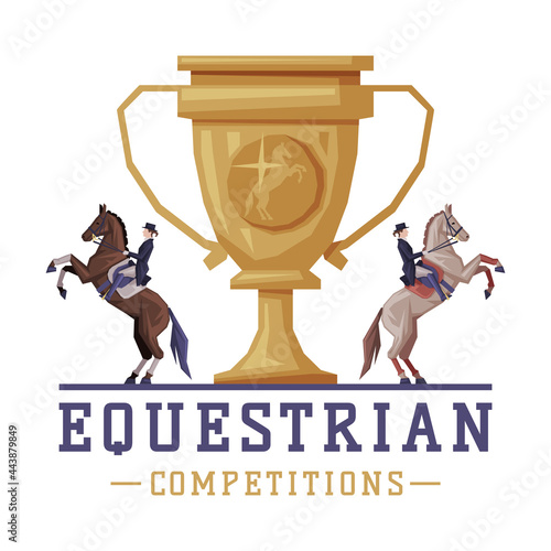 Equestrian Competitions Logo Design, Sports Club, Derby, Tournament Label, Emblem Vector Illustration