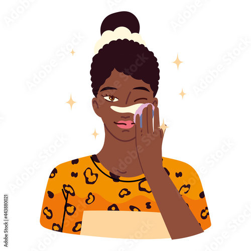 woman apply powder cosmetic