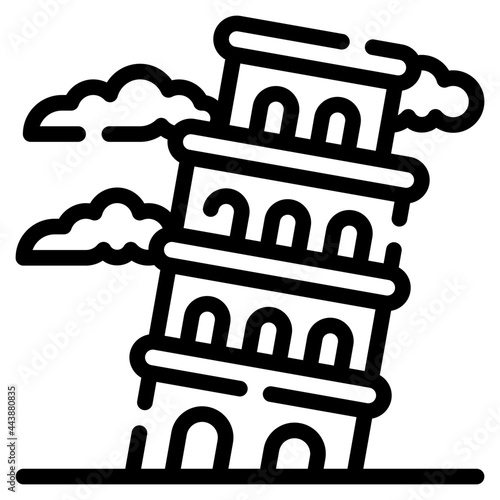 pisa tower line icon