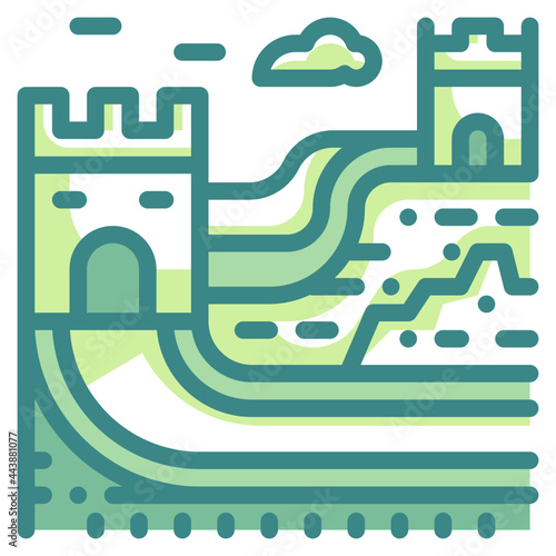 great wall blue line icon