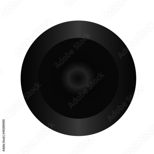 Circular grey black button isolated on white background.