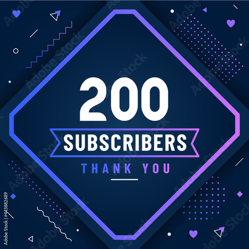 Thank you 200 subscribers celebration modern colorful design.