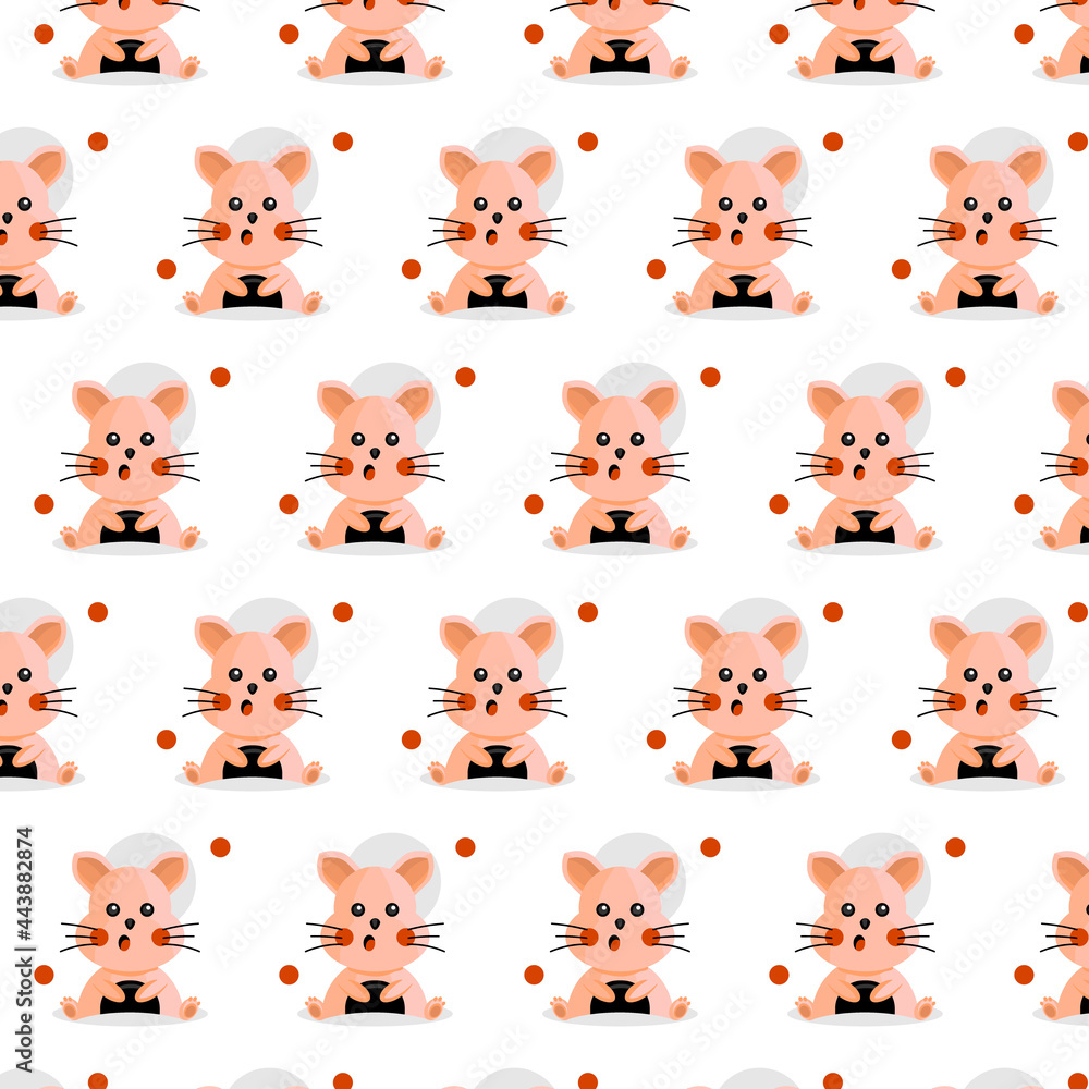 Cute seamless pattern little cat design on white background Cute seamless pattern little cat design on white background