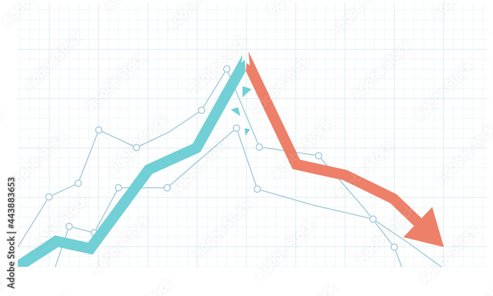 Stock market growth and sudden drawdown illustration Stock market growth and sudden drawdown illustration