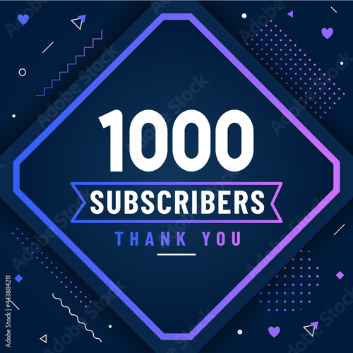 Thank you 1000 subscribers, 1K subscribers celebration modern colorful design.