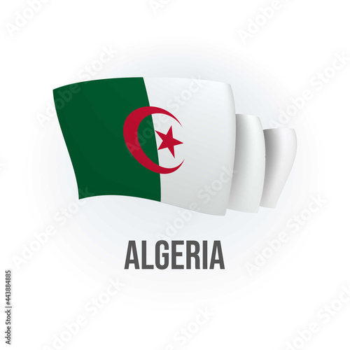 Algeria vector flag. Bended flag of Algeria, realistic vector illustration