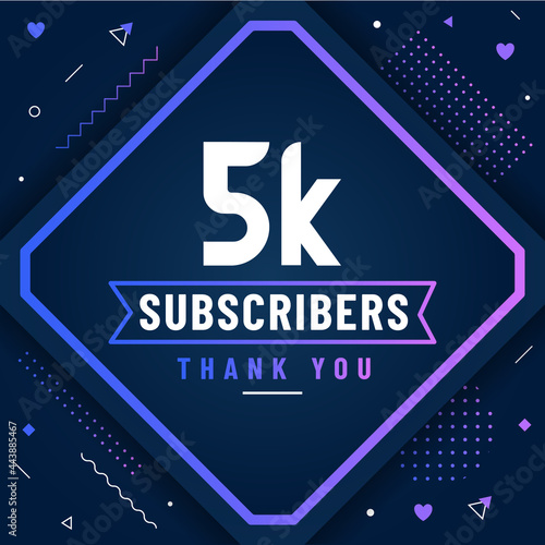 Thank you 5K subscribers, 5000 subscribers celebration modern colorful design.