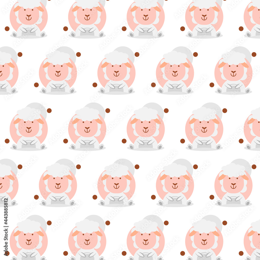 Cute seamless pattern little sheep design on white background Cute seamless pattern little sheep design on white background