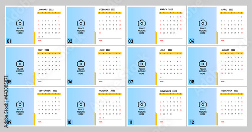 Desk calendar 2022 template design for print design