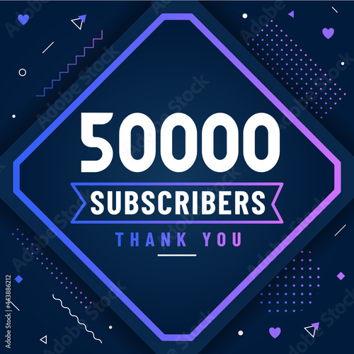 Thank you 50000 subscribers, 50K subscribers celebration modern colorful design.