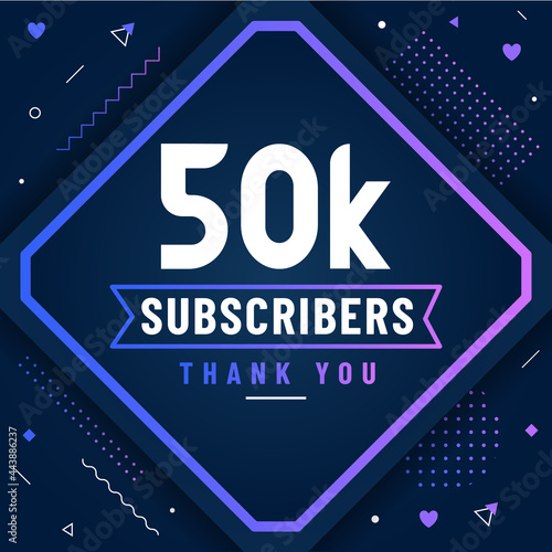 Thank you 50K subscribers, 50000 subscribers celebration modern colorful design.